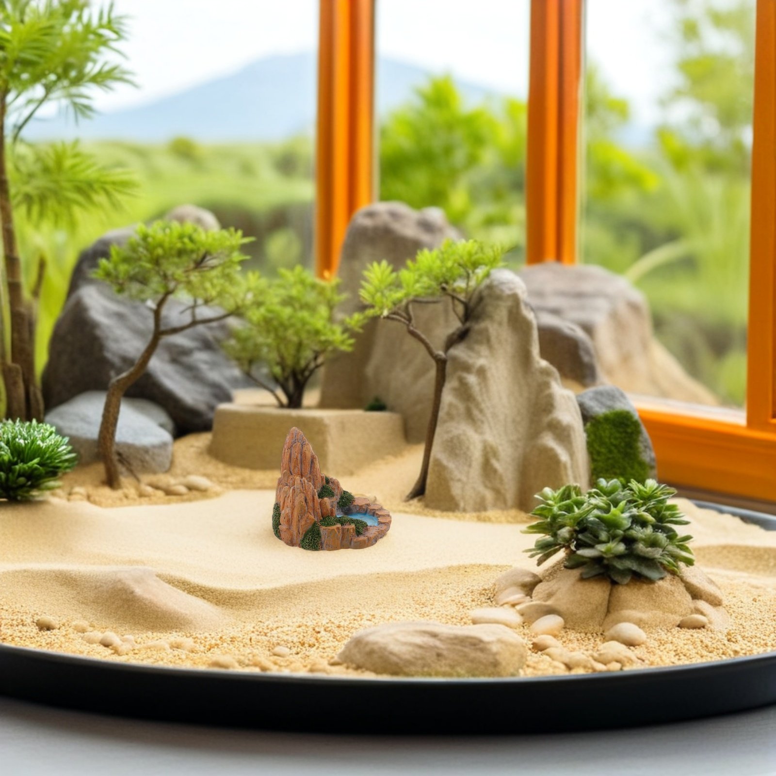 Bonsai Garden With Pond - 2개 미니어처 록커리 인공 수지 산