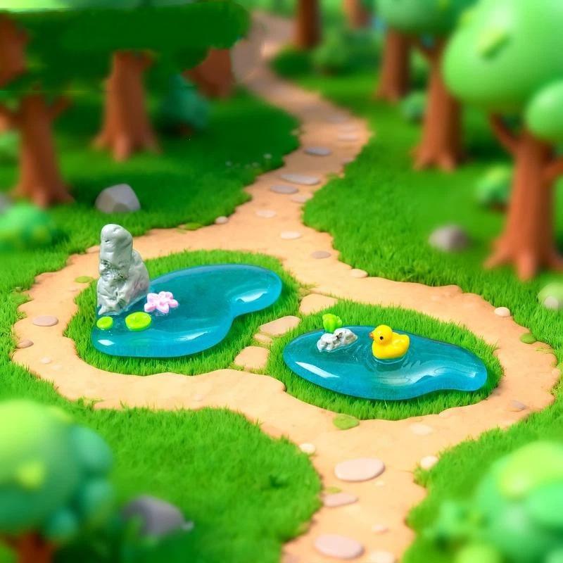 코이 오리 연꽃 미니 레진 연못 장식품 부드러운 표면  - Bonsai Garden With Pond 리뷰 및 가격