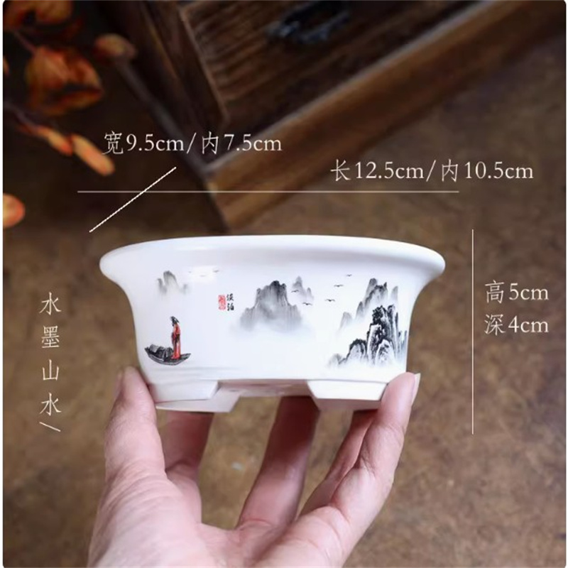 도자기 흰색 타원형 분재 냄비, 미니 냄비, 원형, 작 - Bonsai Garden Table 리뷰 및 가격