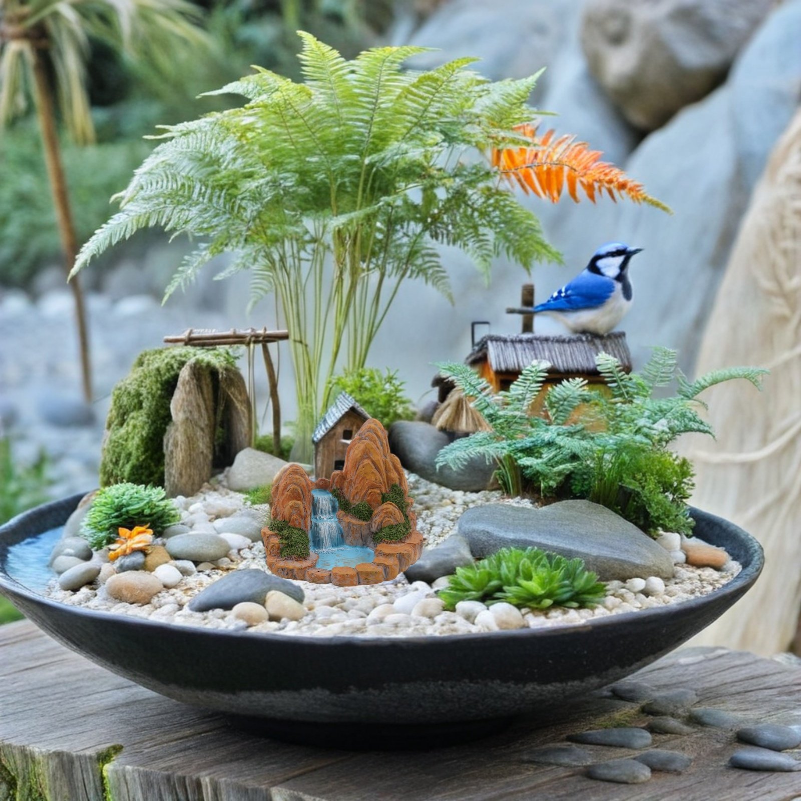 2개 미니어처 록커리 인공 수지 산 연못 미니 분재 젠 - Bonsai Garden With Pond 리뷰 및 가격