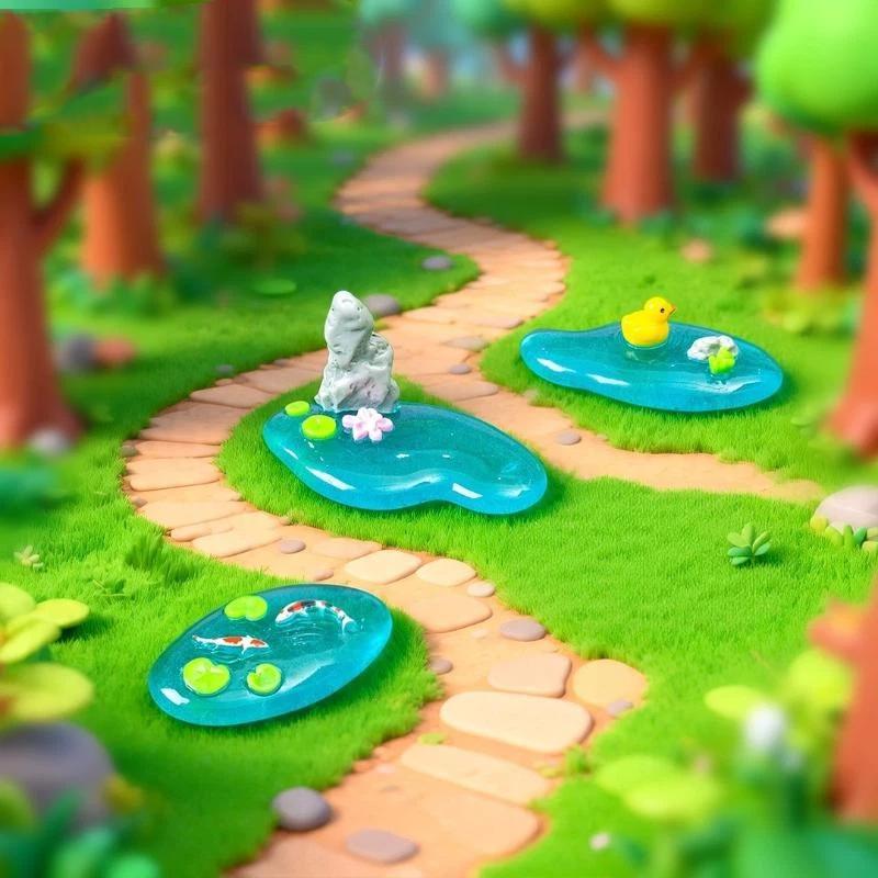 미니 레진 연못 장식품, 잉어, 오리, 연꽃 디자인,  - Bonsai Garden With Pond 리뷰 및 가격